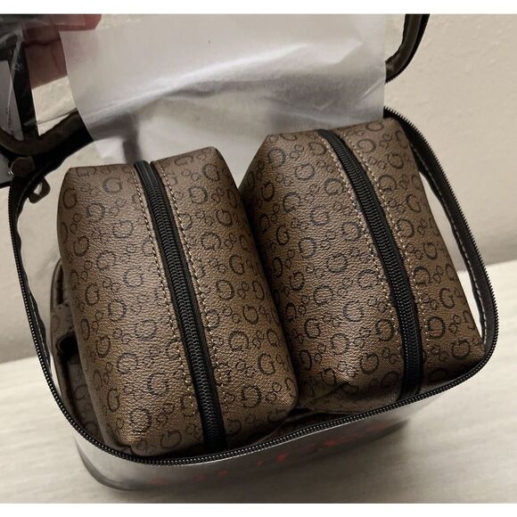 Guess V7200494 Cocoa "G" Logo 4-Piece Cosmetic Junction Travel Bag - Picture 4 of 8